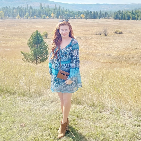 SMYM Sienna Swing Tunic Mini Dress in Blue Paisley - Picture 3 of 16